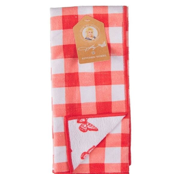 Dolly Parton Checkered Kitchen Towel and Pot Holder Set - Picture 2 of 9